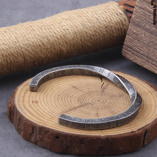 Vintage Viking Rune Stainless Steel Cuff Bracelet