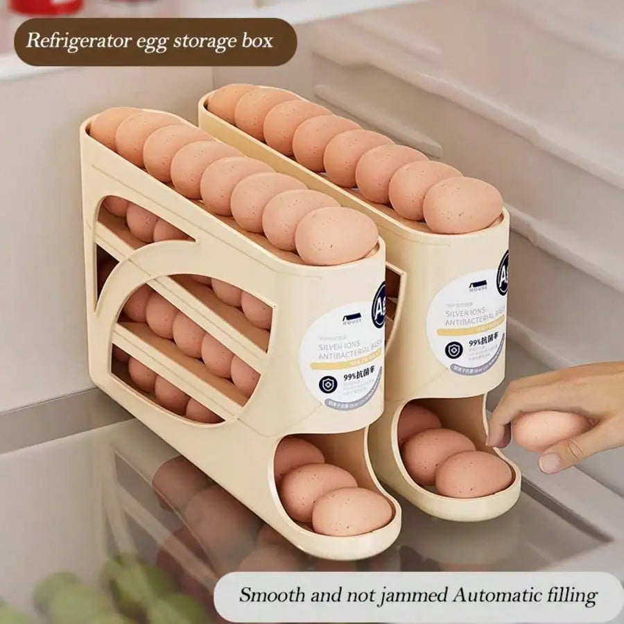 4-Tier Automatic Rolling Egg Dispenser for Refrigerator