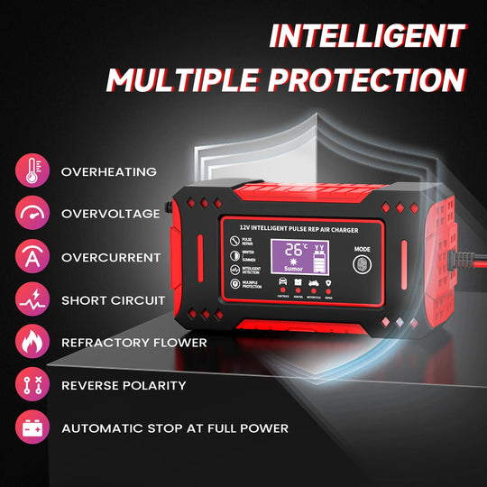 12V 6A Smart Battery Charger with LCD Display