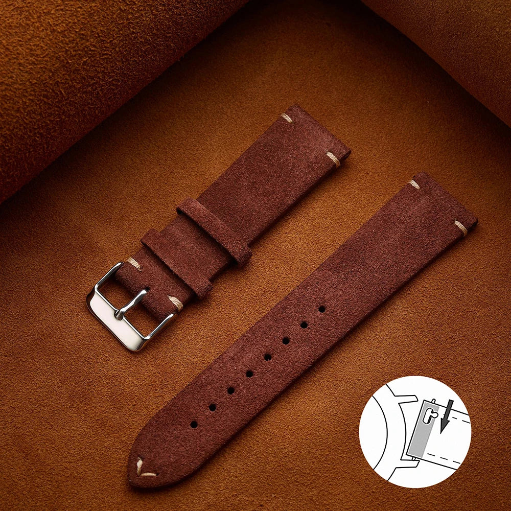 Quick Release Suede Leather Watch Band for Traditional Watches
