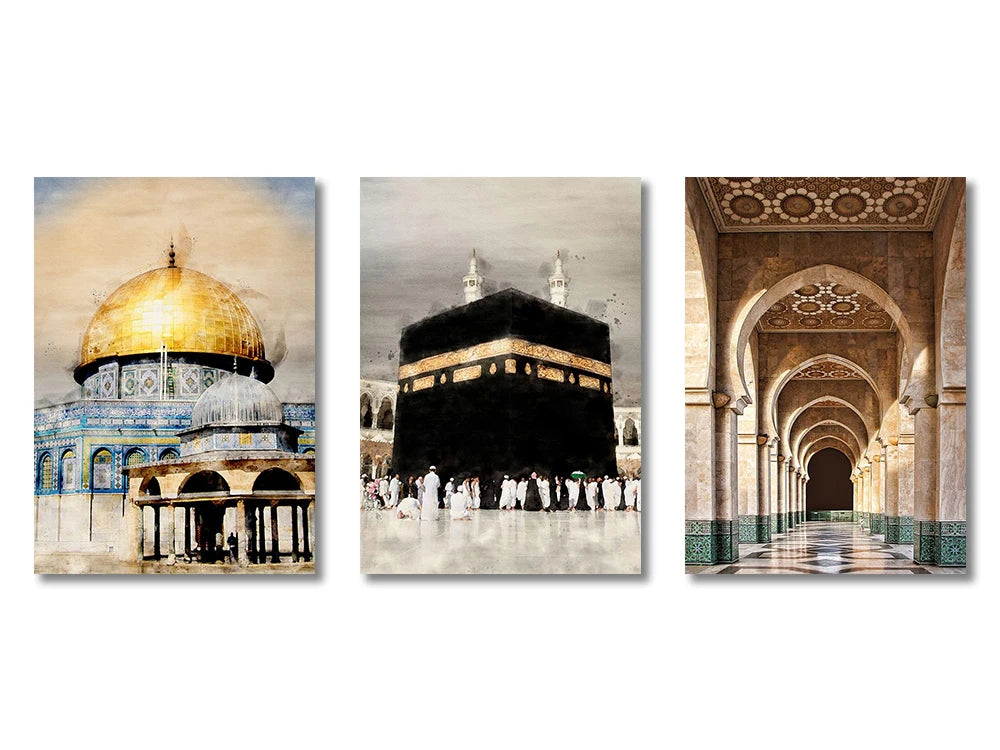 3-Piece Islamic Canvas Wall Art Set Frameless Prints