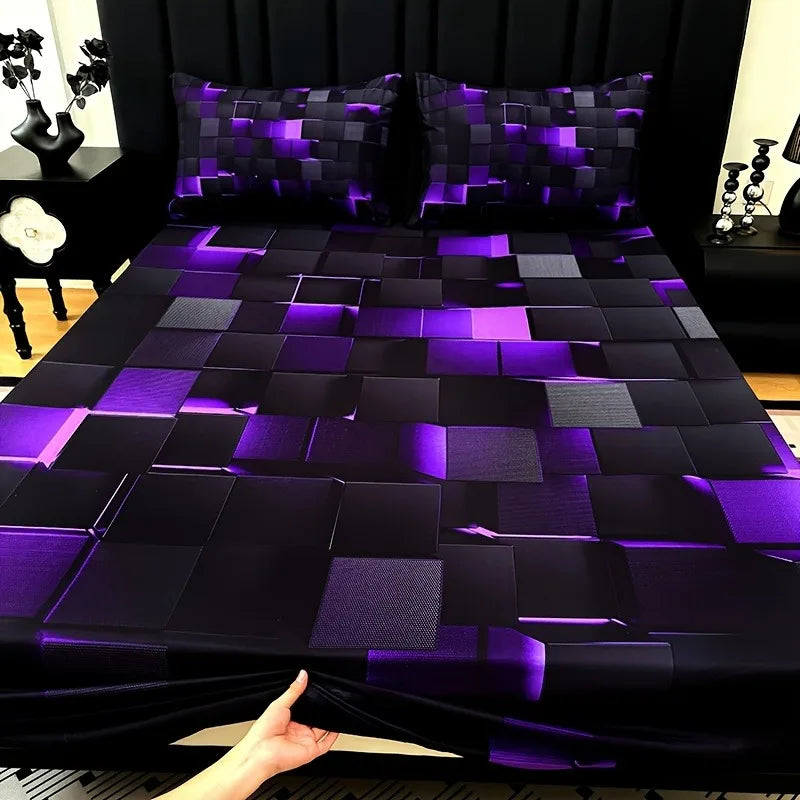3-Piece Digital Print Deep Pocket Fitted Sheet Set
