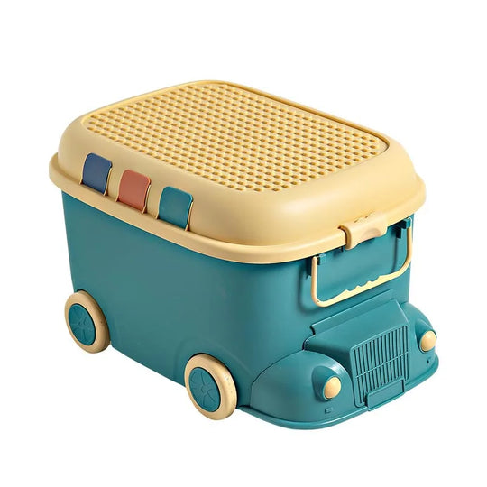 Kids Bus Storage Box with Wheels 12L Plastic Organizer