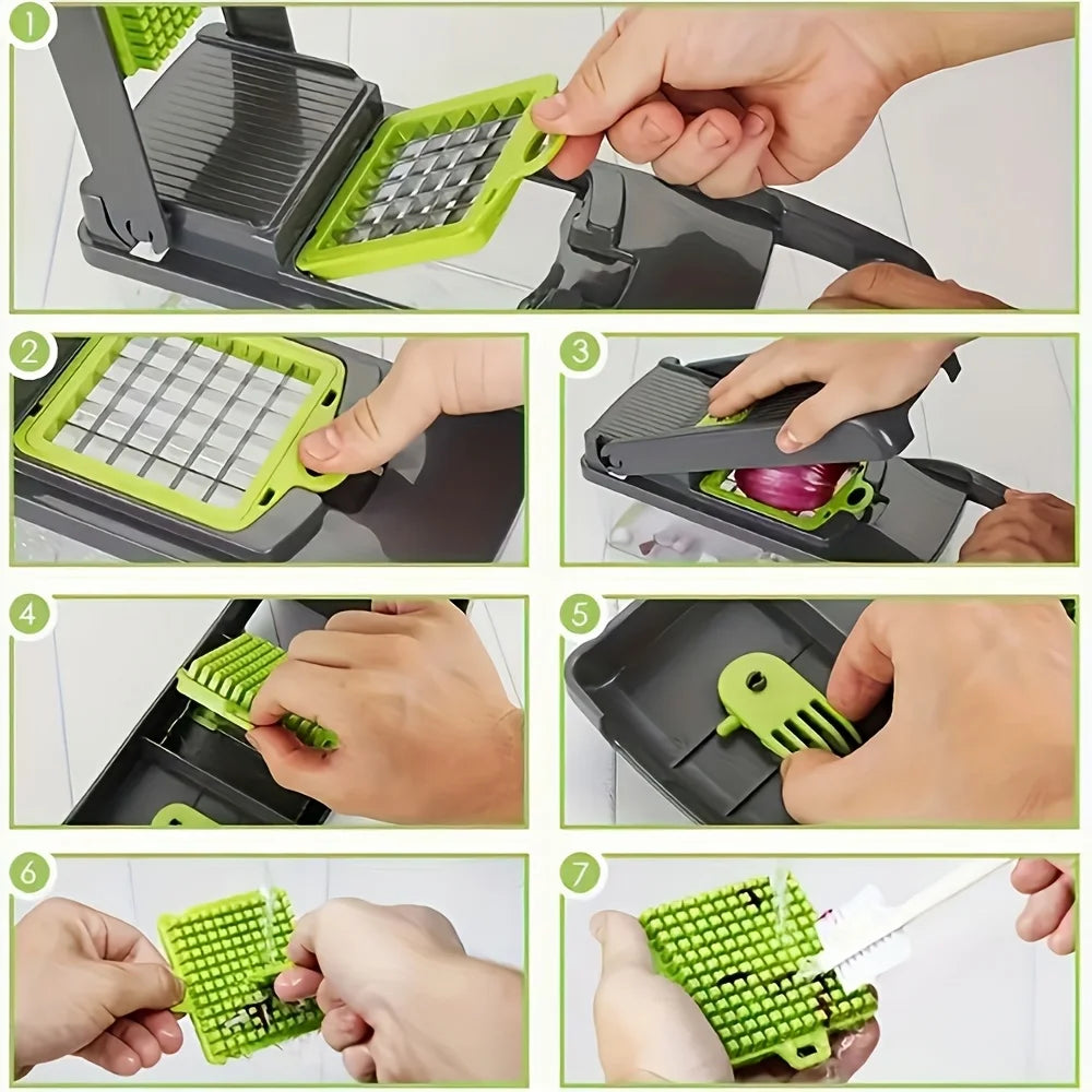 16-in-1 Manual Vegetable Chopper with Storage Container