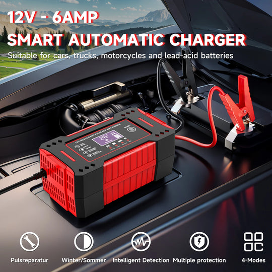 12V 6A Smart Battery Charger with LCD Display