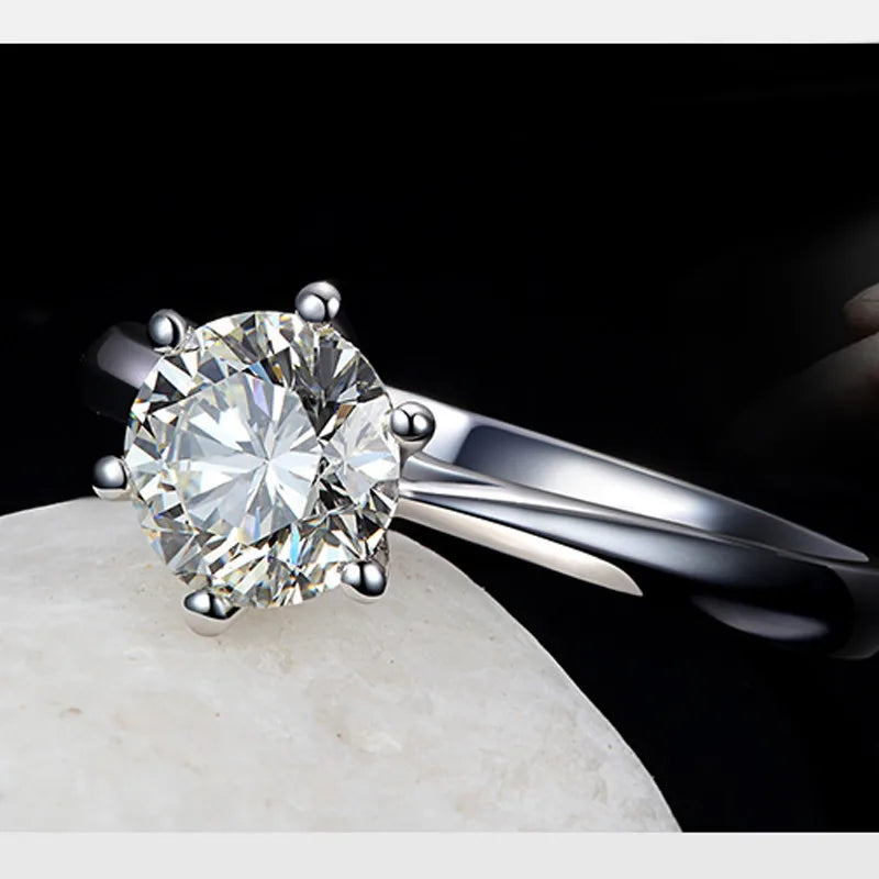 S925 Sterling Silver Color Cubic Zirconia Solitaire Ring