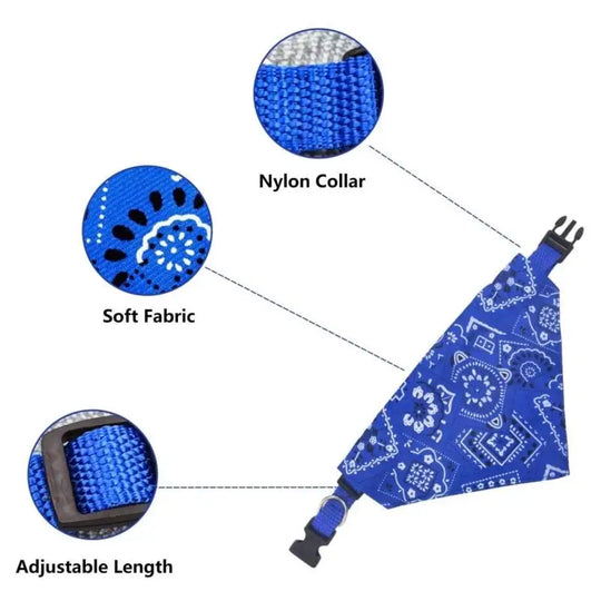 Adjustable Polyester Bandana Collar for Cats