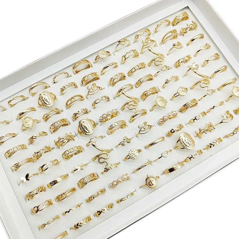 30-Piece Gold Tone Fashion Ring Set for Women