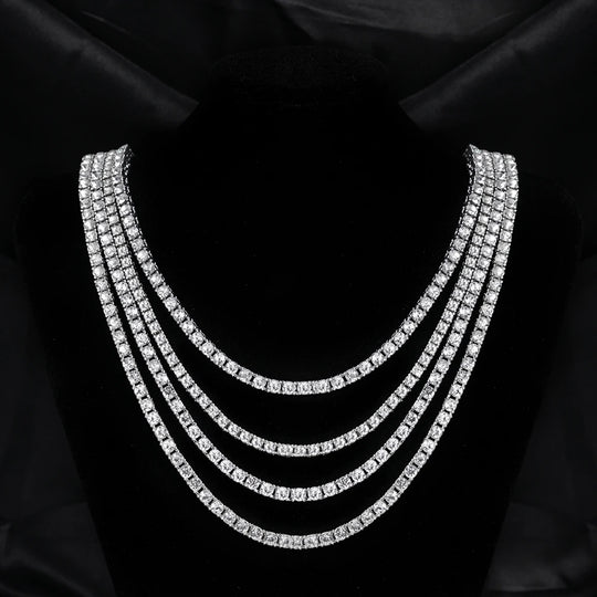 5MM Rhinestone Tennis Chain Necklace – Silver Link Chain