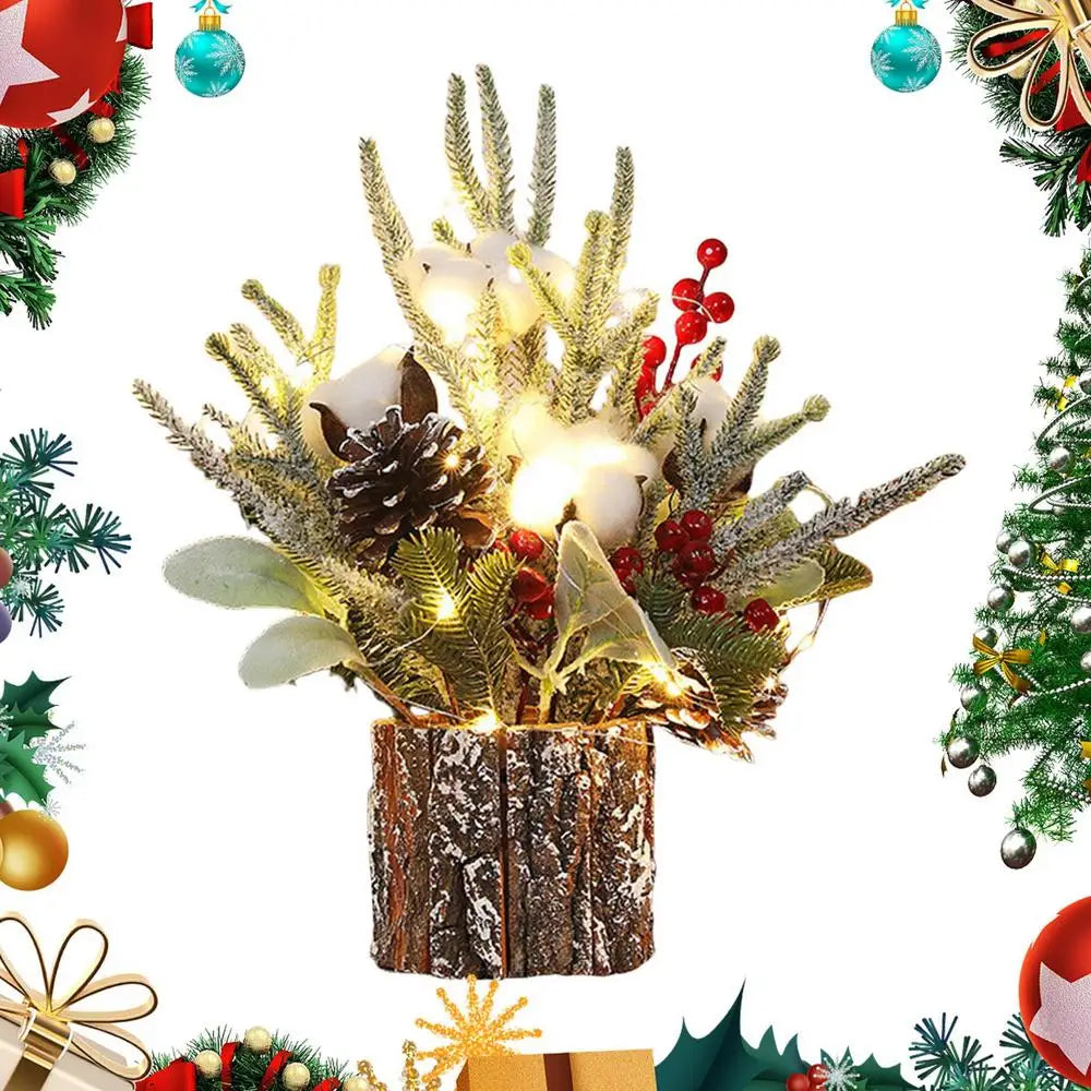 Lighted Tabletop Christmas Tree with Berries