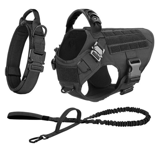 Large Dog Tactical Harness - Collar &amp; Leash Set