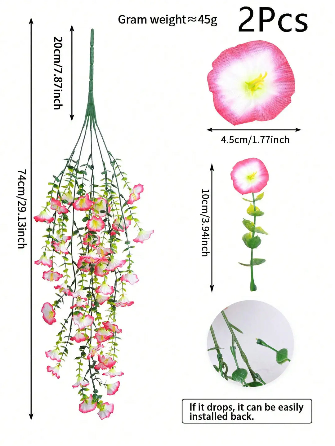 Artificial Hanging Flower Vine for Indoor Decor