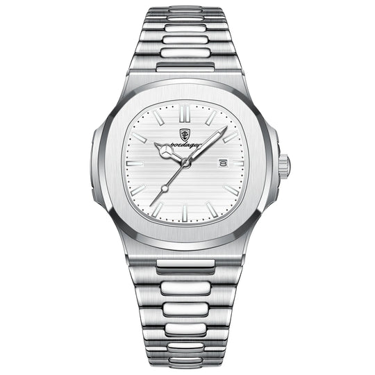 POEDAGAR Stainless Steel Quartz Square Men&