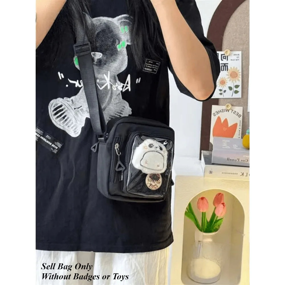Mini Nylon Crossbody Bag with Transparent Display Pocket
