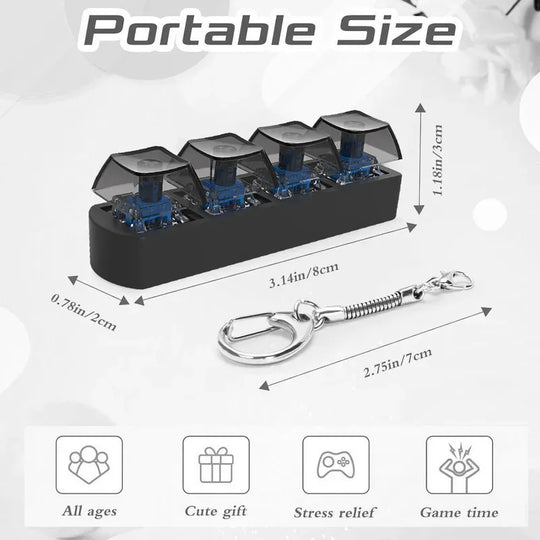 4-Key Mechanical Keyboard Fidget Keychain Stress Relief Toy