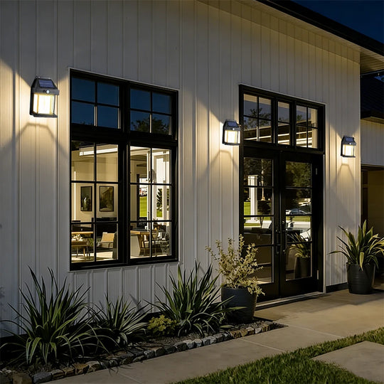 Solar Motion Sensor Wall Light with 3 Lighting Modes – 2 Pack