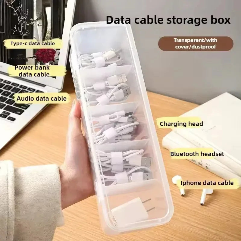 Transparent Cable Storage Organizer Box with Lid