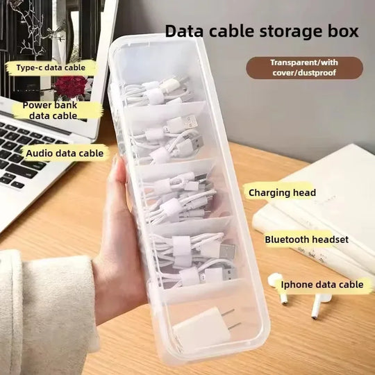 Transparent Cable Storage Organizer Box with Lid