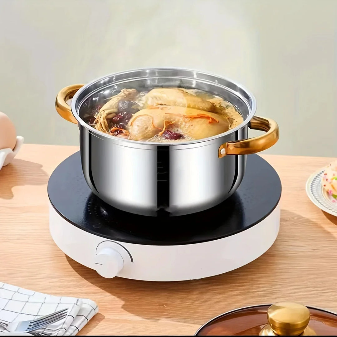 5-Piece Stainless Steel Cookware Set with Glass Lids