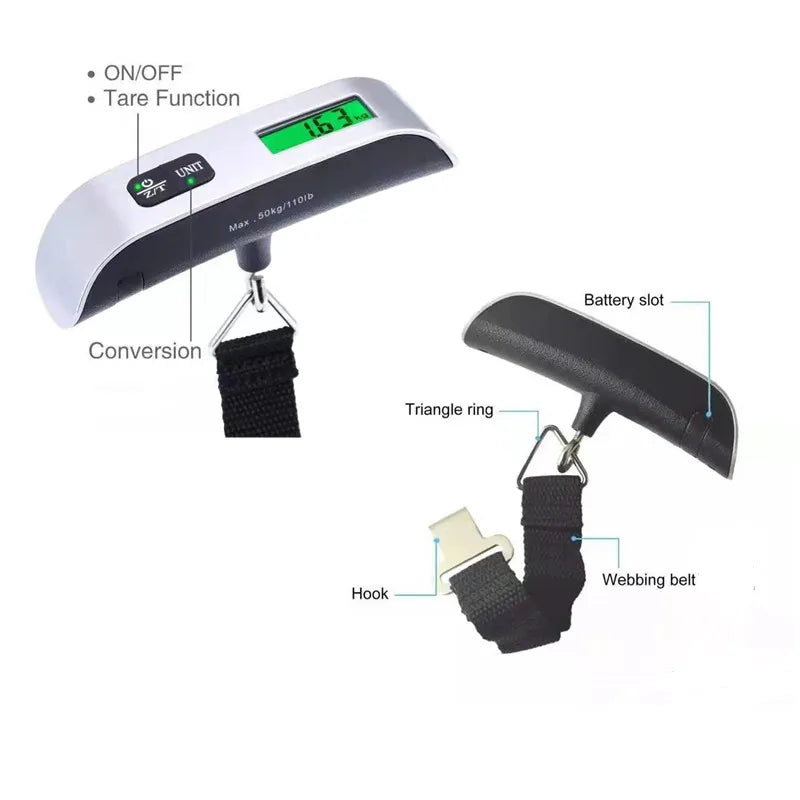 Digital LCD Luggage Scale 110lb/50kg Hanging Travel Scale