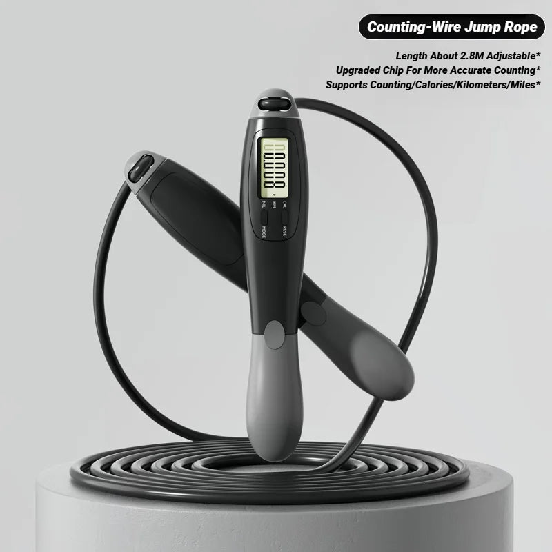 Counting Jump Rope with Electronic Counter Adjustable Steel Cable