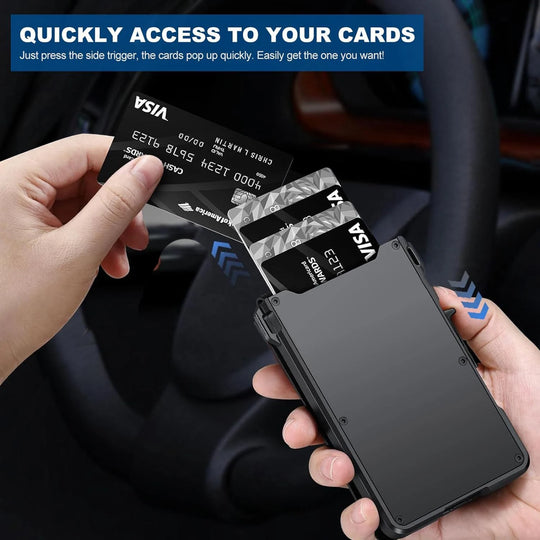 RFID Blocking Pop-Up Metal Wallet with Money Clip