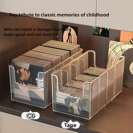 Clear Plastic CD Storage Box Organizer with Handles