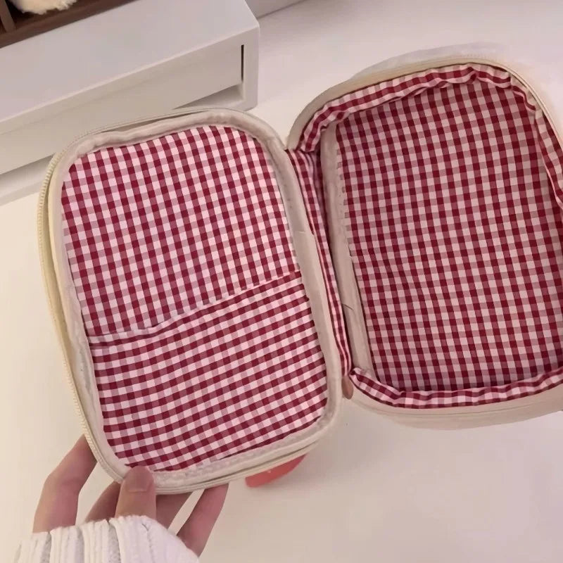 Cute Strawberry Plush Pencil Case Large Capacity Storage Pouch