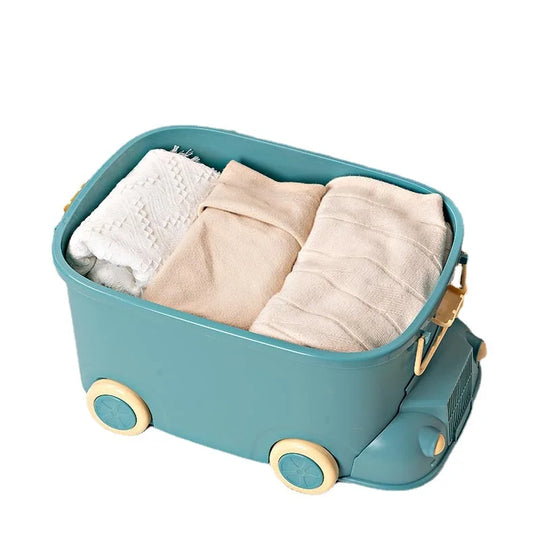 Kids Bus Storage Box with Wheels 12L Plastic Organizer