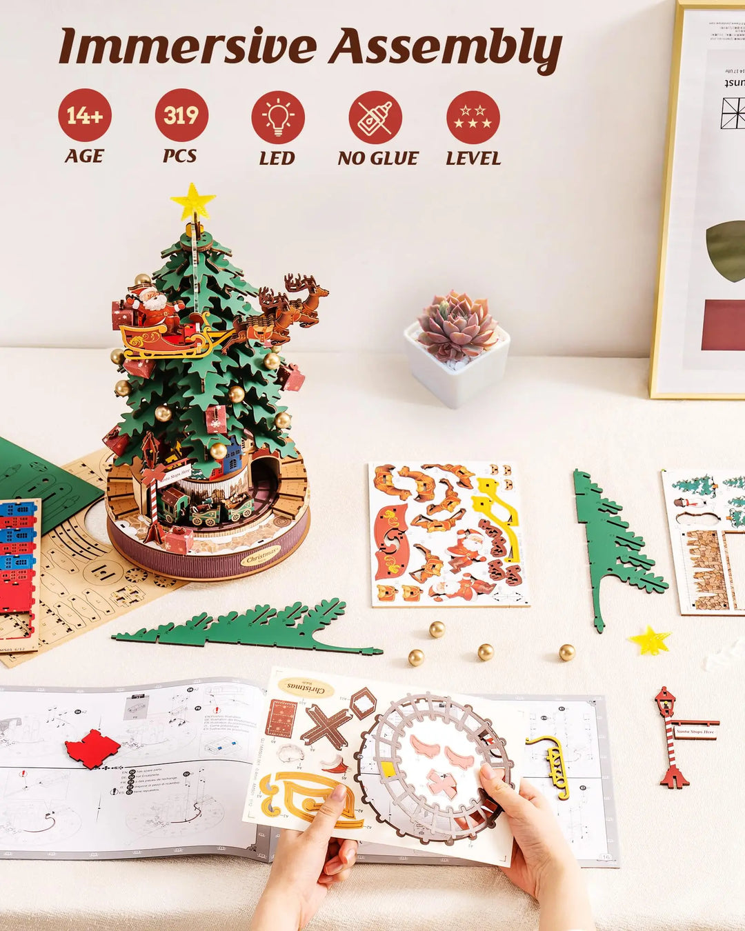 Rolife Christmas Melody Tree 3D Wooden Music Box