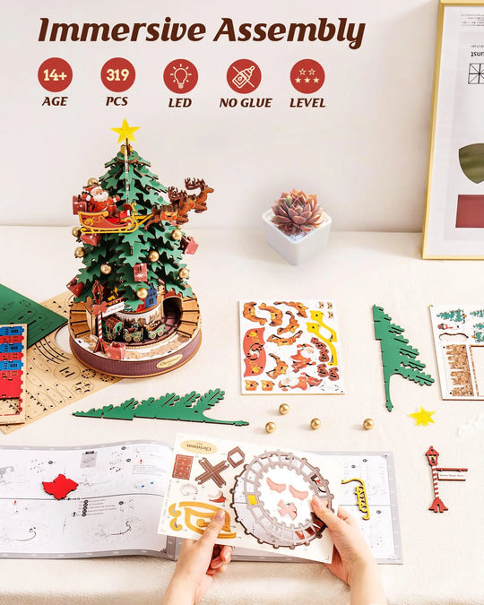 Rolife Christmas Melody Tree 3D Wooden Music Box