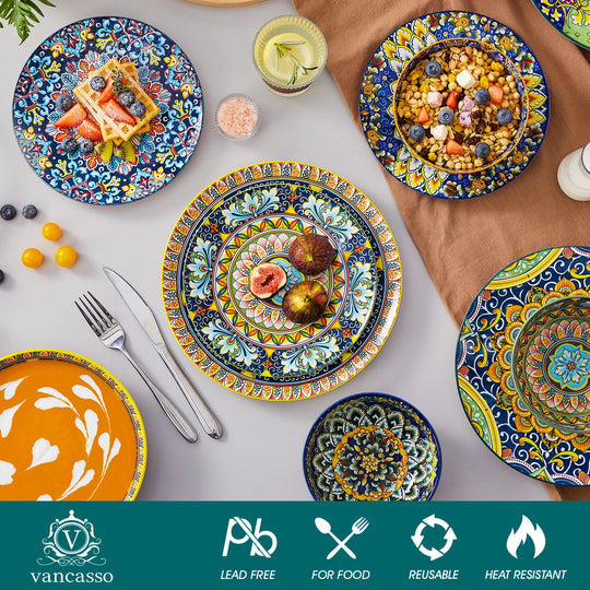 24-Piece Bohemian Porcelain Dinnerware Set for 6