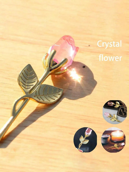 Crystal Glass Rose Flower Gift with Decorative Gift Box