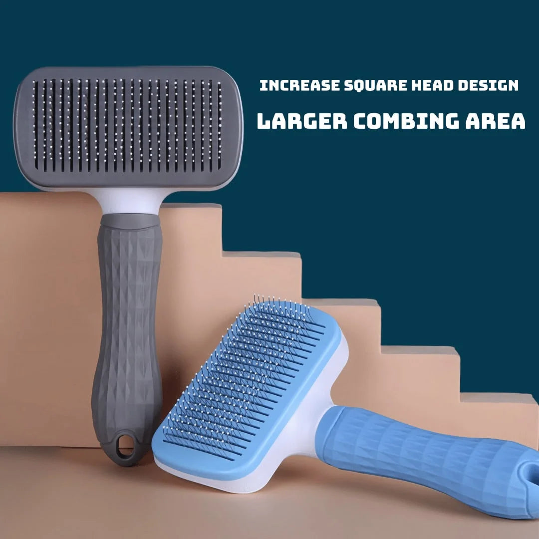 Self-Cleaning Pet Grooming Slicker Brush for Cats &amp; Dogs