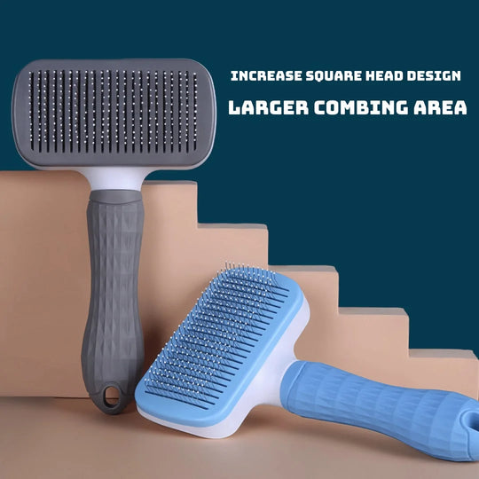 Self-Cleaning Pet Grooming Slicker Brush for Cats &amp; Dogs