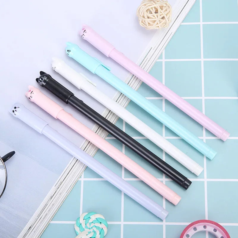 Cute Cat Gel Pen Set 0.38mm Black Ink (6 Pack)