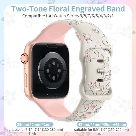 Floral Engraved Silicone Apple Watch Band