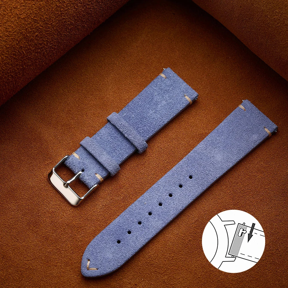 Quick Release Suede Leather Watch Band for Traditional Watches