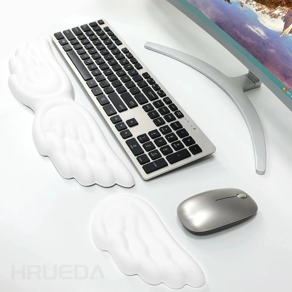 Angel Wing Memory Foam Keyboard &amp; Mouse Wrist Rest Set