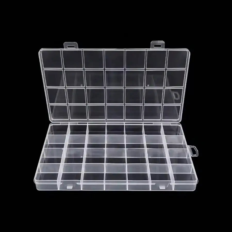 28-Grid Plastic Jewelry Storage Organizer Box with Removable Dividers