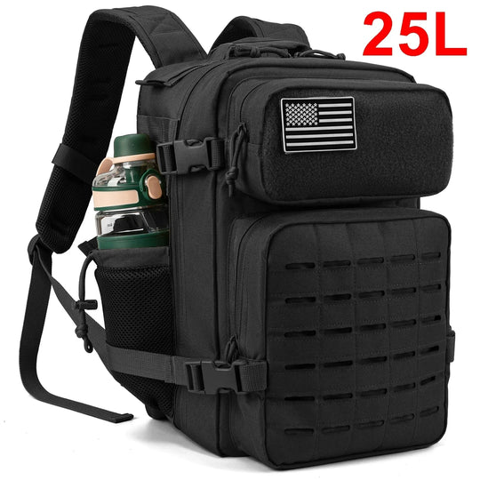 25L Tactical MOLLE Backpack with Dual Bottle Holders