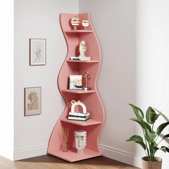 Modern 5-Tier Corner Bookshelf &amp; Display Shelf