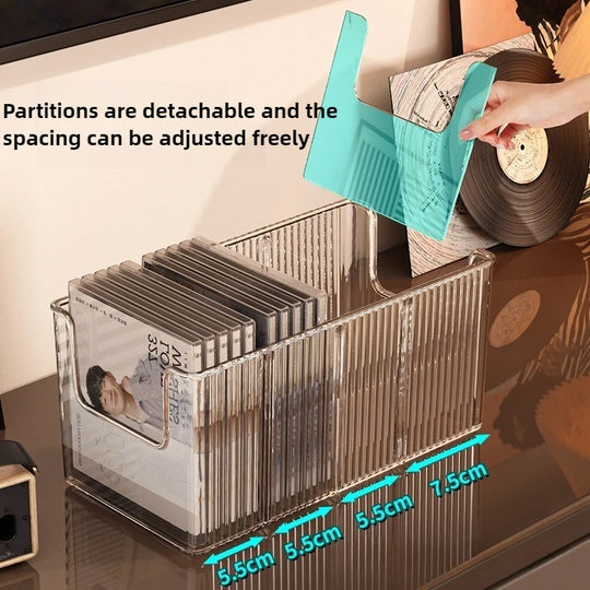 Clear Plastic CD Storage Box Organizer with Handles