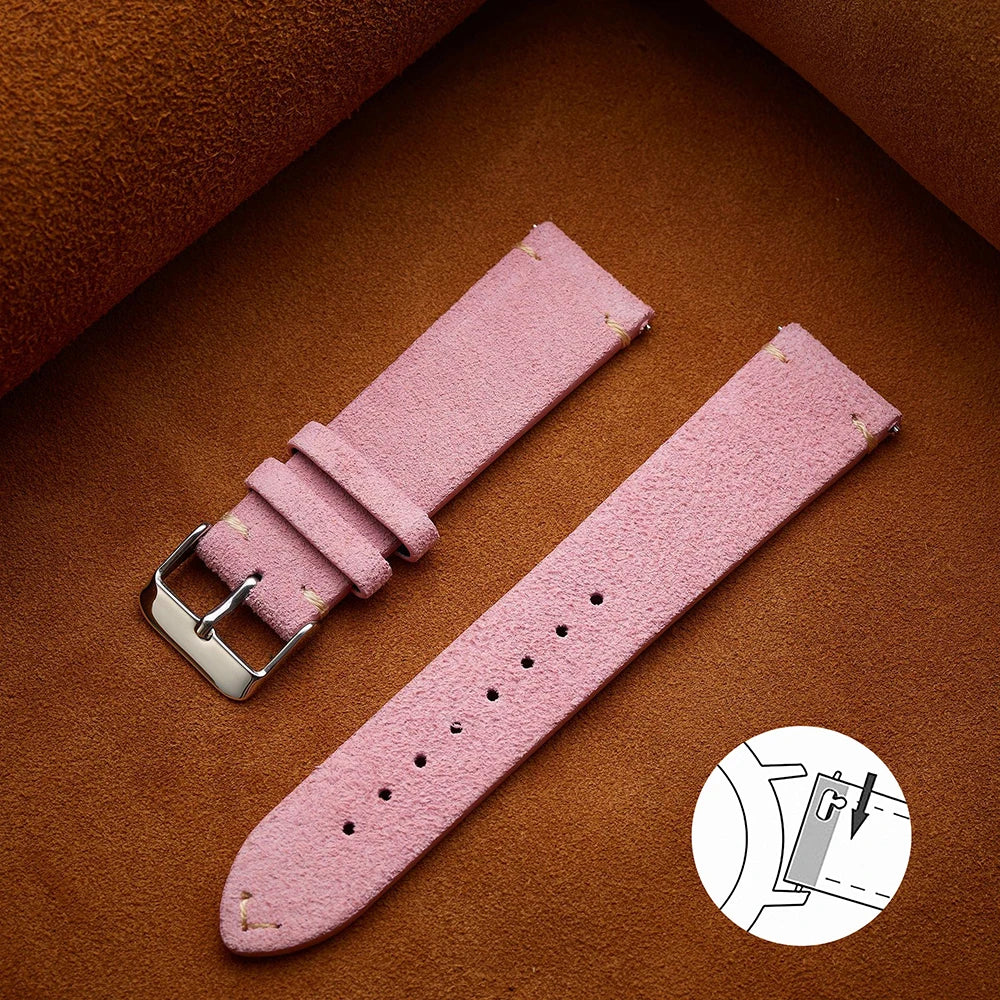 Quick Release Suede Leather Watch Band for Traditional Watches