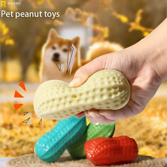 Peanut Shaped TPR Dog Chew Toy with Squeaker