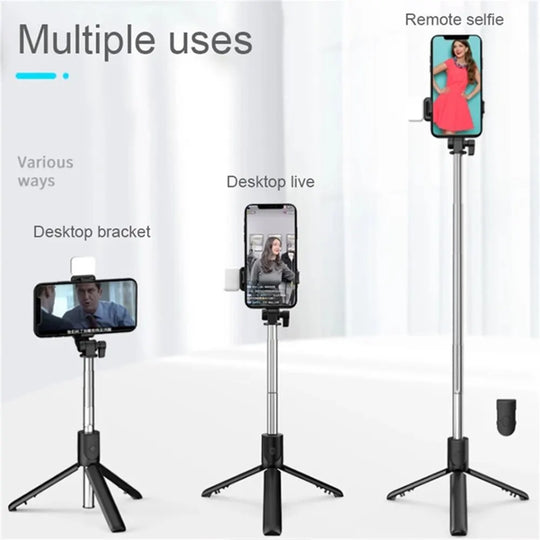 Bluetooth Selfie Stick Tripod with Fill Light &amp; Remote