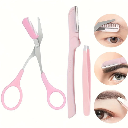 3-Piece Stainless Steel Eyebrow Grooming Kit