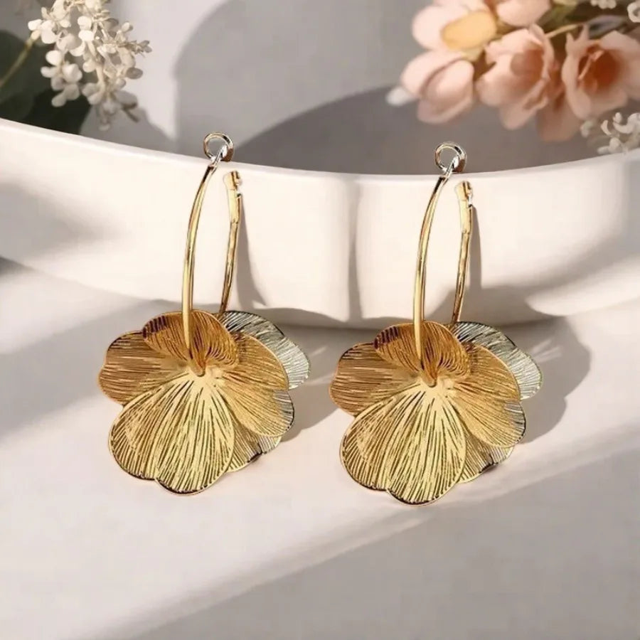 Gold Plated Floral Hoop Earrings for Women