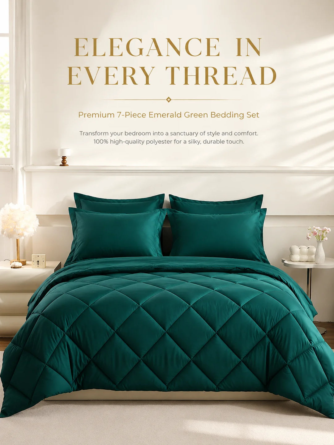 5-7-Piece Quilted Polyester Bedding Set with Sheets