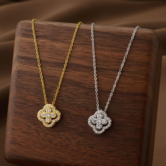 Lucky Clover Flower Pendant Necklace for Women